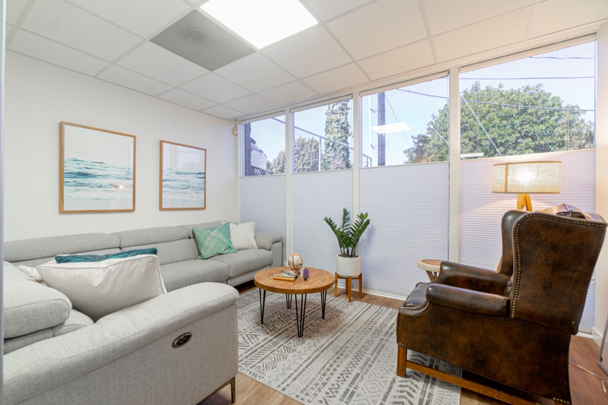 Individual therapy office with natural light at Coastwise Counseling Center